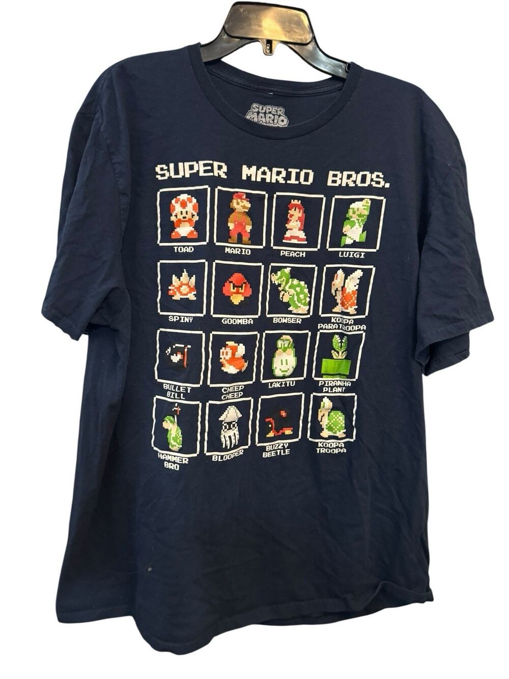 Super Mario Bros. Men's 16 Character Pixel Grid Boxes Graphic T-Shirt - Size 2XL